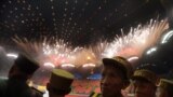 North Korean war veterans of the Korean War watch fireworks during the &quot;Arirang&quot; mass games song-and-dance ensemble on the eve of the 60th anniversary of the Korean War armistice in Pyongyang.