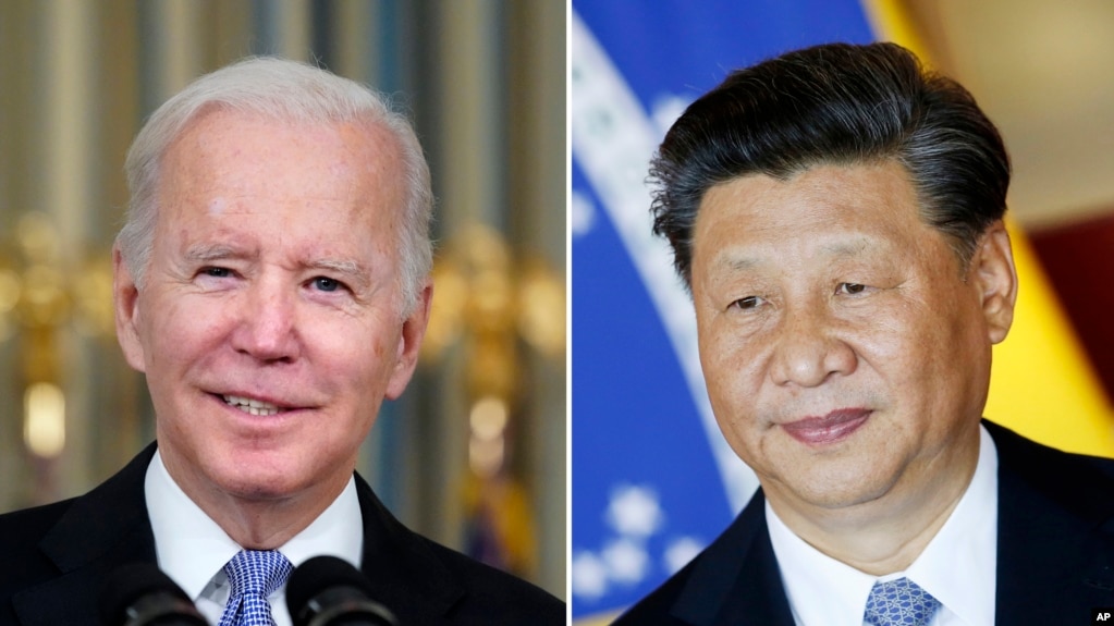 美国总统拜登与中国国家主席习近平的合成照。（美联社）(photo:VOA)