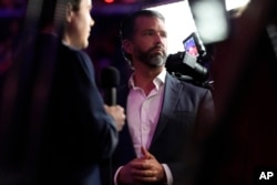 FILE - Donald Trump Jr. attends a rally for his father, Republican presidential nominee former President Donald Trump, at Madison Square Garden in New York, Oct. 27, 2024.