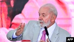 FILE — Brazil's President Luiz Inacio Lula da Silva speaks during a press conference for the presentation of the Program for the Democratization of Federal Property at the Planalto Palace in Brasilia, on February 26, 2024. 