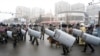 Riot police gather to block demonstrators during a protest in Almaty, Kazakhstan, Jan. 5, 2022. 