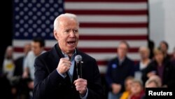 Democratic presidential candidate and former Vice President Joe Biden speaks at a campaign event in Nashua, New Hampshire, Feb. 4, 2020.