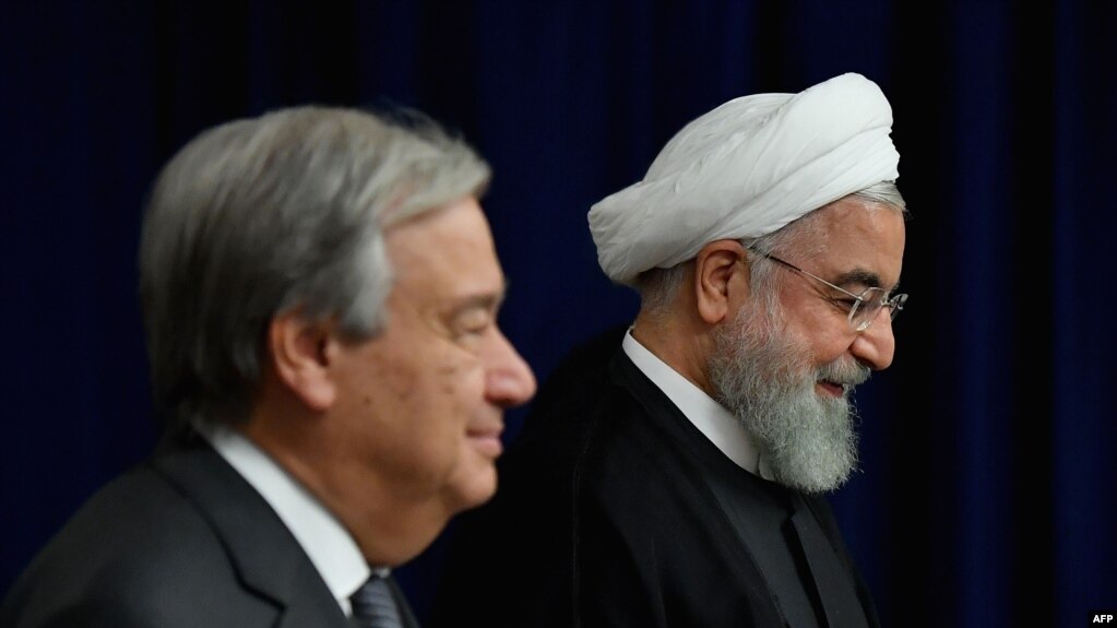 Tổng thống Iran Hassan Rouhani trong cuộc gặp với Tổng thư ký Liên Hợp Quốc Antonio Guterres tại New York năm 2019.