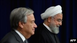 Tổng thống Iran Hassan Rouhani trong cuộc gặp với Tổng thư ký Liên Hợp Quốc Antonio Guterres tại New York năm 2019.