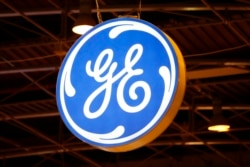FILE - The logo of General Electric is pictured at the 26th World Gas Conference in Paris, France, June 2, 2015.