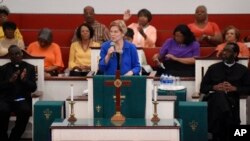 FILE - Democratic presidential candidate Elizabeth Warren speaks at Reid Chapel AME Church in Columbia, S.C. The church has hosted several others seeking the party's 2020 presidential nod. 