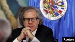 FILE - Secretary General of the Organization of American States (OAS) Luis Almagro attends a news conference, Aug. 8, 2015.