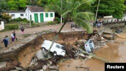 Kerusakan akibat hujan deras di Ilhabela, Brazil, 19 Februari 2023. (Tribuna do Povo/Caio Gomes/via REUTERS)