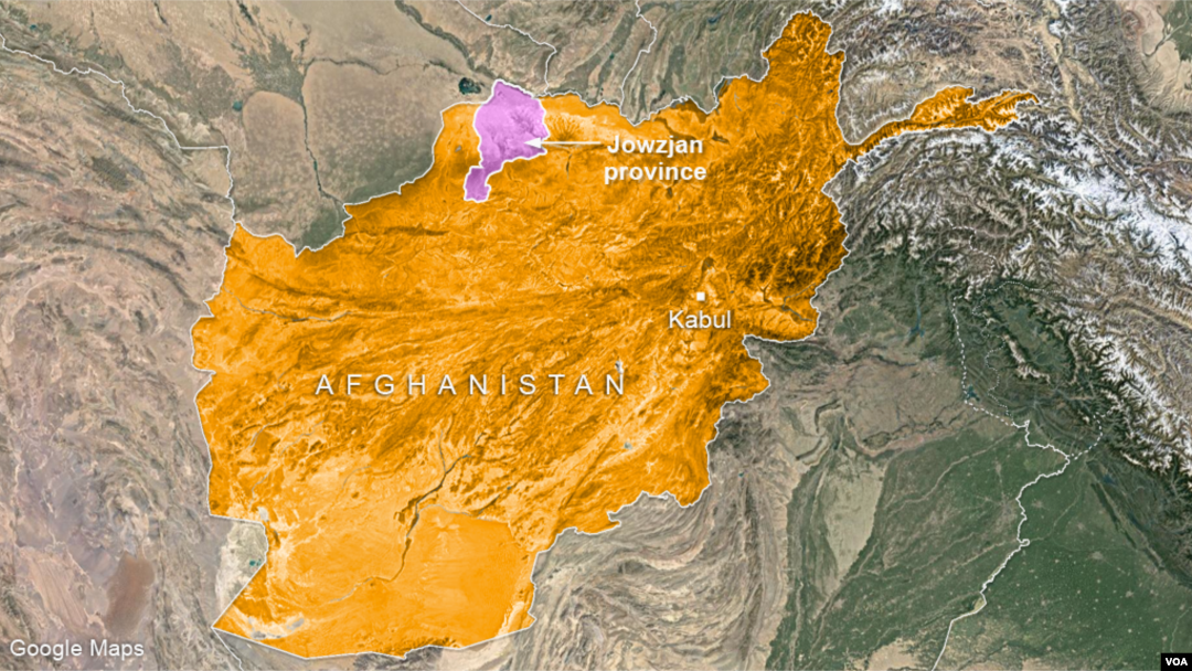 Peta Afghanistan dan letak provinsi Jowzjan.
