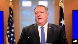 Secretary of State Mike Pompeo speaks during a news conference at the State Department in Washington, Wednesday, Aug. 5, 2020. (AP Photo/Pablo Martinez Monsivais, Pool)