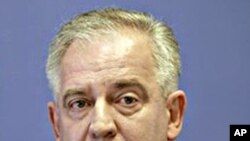 Former Croatian prime minster Ivo Sanader talks during a news conference at the government building in Zagreb, (file photo - 01 Jul 2009)