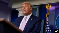 El presidente Donald Trump durante una rueda de prensa celebrada en la Casa Blanca el miércoles, 19 de agosto.