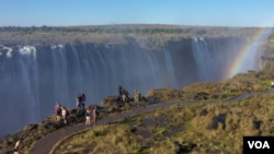 Aerial view of one of the seven wonders of the world, Victoria Falls, June 24, 2019. (C. Mavhunga/VOA)