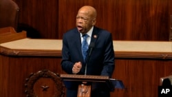 FILE - Congressman John Lewis, a key figure in the civil rights movement and one of the leaders behind the 1963 March on Washington and the push to end legalized racial segregation, speaks at the Capitol, in Washington, Dec. 18, 2019.