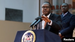 Le ministre des sports kényan Hassan Wario lors de la conférence de presse sur l'agence mondiale anti-dopage, Nairobi, le 13 mai 2016.