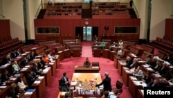 Situasi di dalam gedung parlemen Australia di Canberra, dalam sebuah rapat kerja yang digelar pada 4 Juli 2024. (Foto: Reuters/Tracey Nearmy)