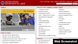 美国劳工部网页截图