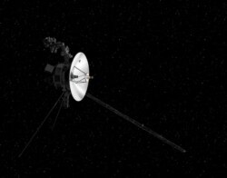 FILE - NASA's Voyager spacecraft in space is shown in this artist's rendering obtained from NASA in Washington, Dec. 10, 2018.