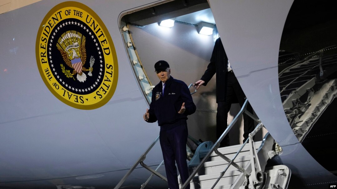 FILE - President Joe Biden steps off Air Force One upon arrival at Dover Air Force Base in Dover, Delaware, on July 17, 2024.