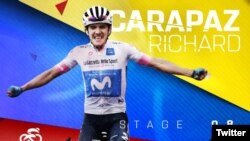 Richard Carapaz, joven ciclista ecuatoriano que ganó la octava etapa del Giro de Italia, llevando a su país al grupo de 34 naciones que han ganado en el torneo.