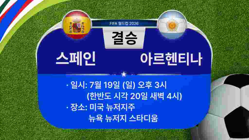 [2026 북중미 월드컵] 결승전 경기 일정: 스페인-아르헨티나