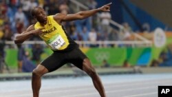 Umukinyi Usain Bolt, mu nkino z'i Rio de Janeiro, mu Gihugu ca Brezil.