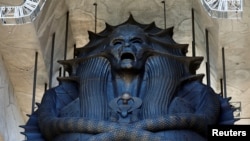 A 75-foot tall sarcophagus to promote the film "The Mummy" sits at the Hollywood and Highland Center in Hollywood, Calif., May 20, 2017.