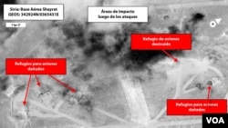 Foto de satélite luego de los ataques en Siria.