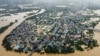 This aerial picture shows flooded streets and buildings in Thai Nguyen, Vietnam, on Sept. 10, 2024, a few days after Super Typhoon Yagi hit northern Vietnam.