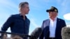 President Donald Trump talks with California Gov. Gavin Newsom after arriving on Air Force One at Los Angeles International Airport in Los Angeles, Jan. 24, 2025.