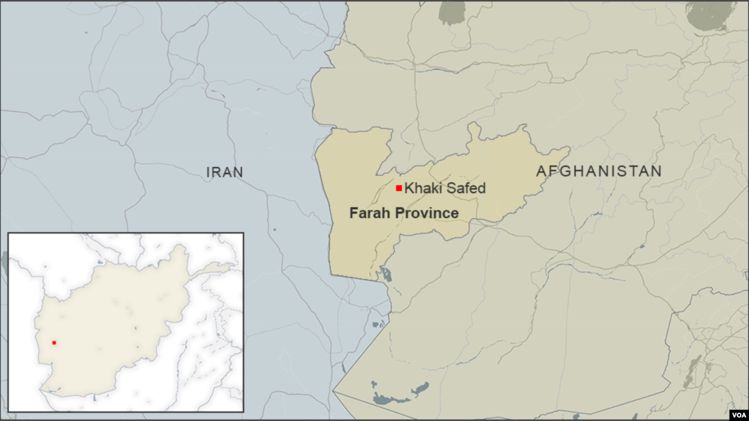 Peta kawasan Khaki Safed di provinsi Farah, Afghanistan.