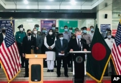 FILE - Then-Deputy Secretary of State Stephen Biegun, a member of U.S. President Donald Trump's first administration, speaks after visiting the Kurmitola General Hospital in Dhaka, Bangladesh, on Oct. 15, 2020.