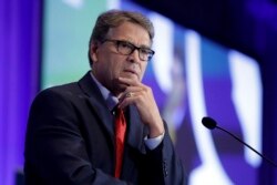 FILE - Energy Secretary Rick Perry speaks at the California GOP fall convention in Indian Wells, Calif., Sept. 6, 2019.