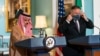 El príncipe saudIta Faisal bin Farhan ofrece una conferencia de prensa junto al secretario de Estado, Mike Pompeo, el 14 de octubre de 2020 en Washington DC..