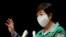 Tokyo Governor Yuriko Koike gestures as she attends a news conference in Tokyo, Japan, July 10, 2020.