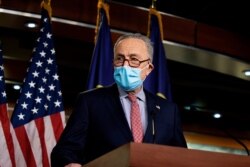 Senate Minority Leader Chuck Schumer (D-NY) speaks at a press conference on Capitol Hill on December 20, 2020 in Washington, DC.
