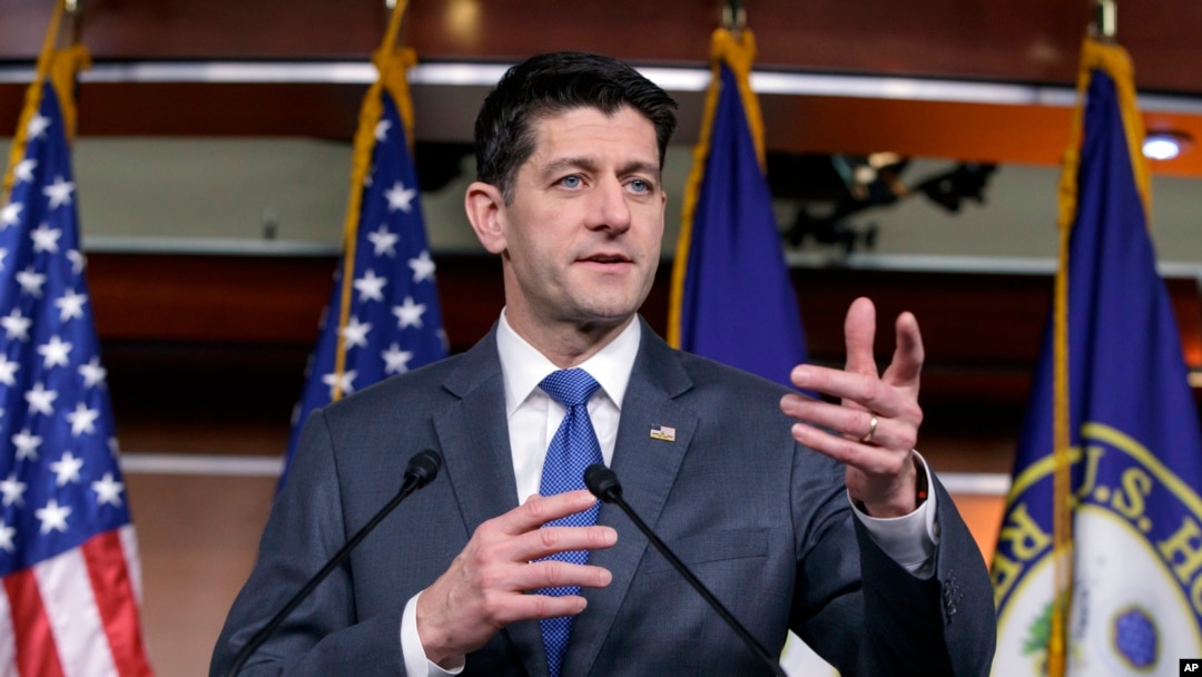 Chủ tịch Hạ viên Hoa Kỳ Paul Ryan phát biểu trong một cuộc họp báo về dự luật chi tiêu chính phủ đang được thông qua ở Quốc hội, tại Điện Capitol, Washington, ngày 22 tháng 3, 2018.