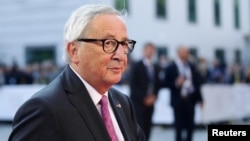 FILE - European Commission President Jean-Claude Juncker arrives for the informal meeting of European Union leaders in Salzburg, Austria, Sept. 20, 2018. 