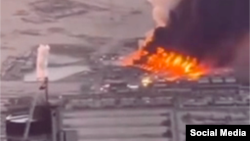 تصویر هوایی از آتش‌سوزی ناشی از حمله به شرکت آلومینیوم امارات