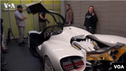 A hypercar designed by Sasha Selipanov is seen in this screen grab from VOA.