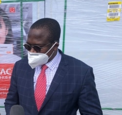 Mthuli Ncube, Zimbabwe’s finance minister, told reporters at Robert Gabriel Mugabe International Airport in Harare on July 25, 2021 that the country had paid $92 million for 12 million jabs from China. (VOA/Columbus Mavhunga)
