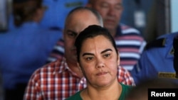 Former first lady Rosa Elena Bonilla de Lobo looks on while heading to court on corruption charges in Tegucigalpa, Feb. 28, 2018. 