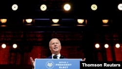 조 바이든 미국 대통령 당선인이 26일 델라웨어주 윌밍턴에서 신종 코로나바이러스 사태 대응 등에 관해 연설했다.