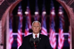 US Vice President Mike Pence speaks during the third night of the Republican National Convention at Fort McHenry National Monument in Baltimore, Maryland, August 26, 2020. (Photo by SAUL LOEB / AFP)