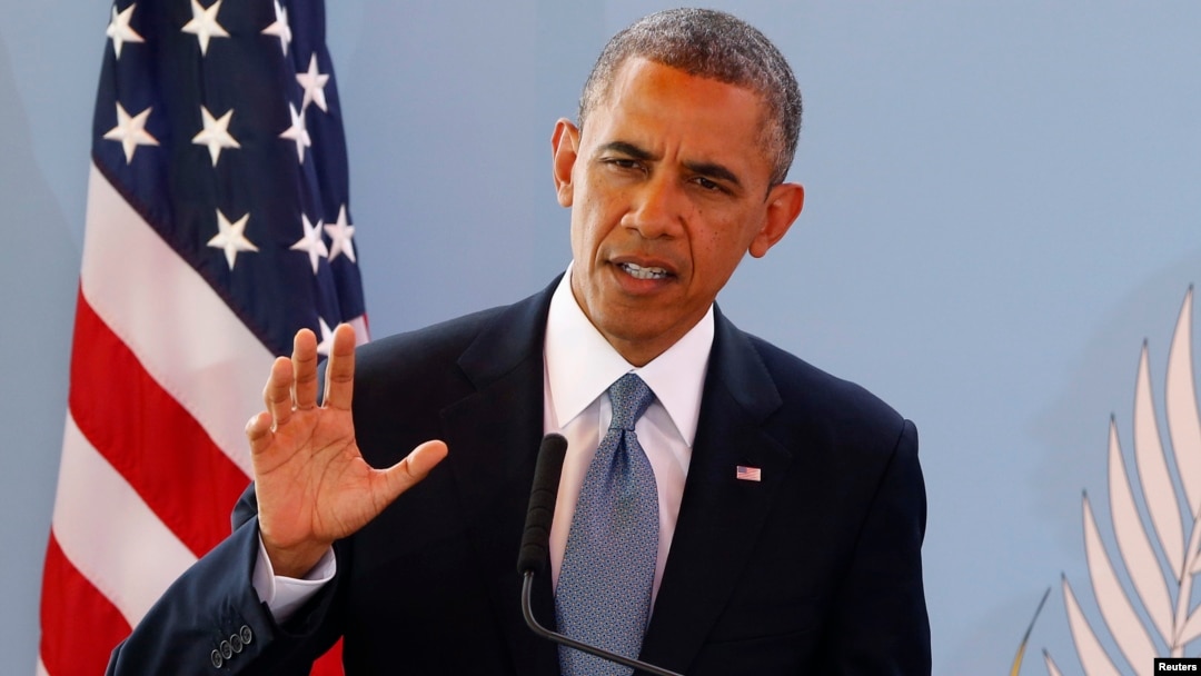 U.S. President Barack Obama speaks at a joint news conference with Senegal's President Macky Sall [not pictured] at the Presidential Palace in Dakar, Senegal, June 27, 2013.
