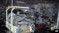 Equipment damaged by fire lies inside a neonatal intensive care unit at Jhansi Medical College hospital in Jhansi, India, Nov. 15, 2024. 