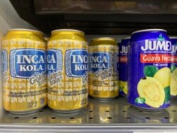 Latin American soft drinks in a corner store that caters to migrant labor flown in to work the fields during the pandemic. (Jay Heisler/VOA)