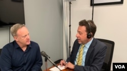 Former White House Press Secretary Sean Spicer is being interviewed by VOA White House bureau chief Steve Herman, in Arlington, Virginia, June 17, 2019.