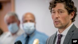 Minneapolis Mayor Jacob Frey speaks during a news conference, May 28, 2020 in Minneapolis, Minn. 