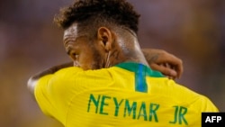 Le Brésilien Neymar lors du match amical international opposant le Brésil et les Etats-Unis au Metlife Stadium à East Rutherford, New Jersey, le 7 septembre 2018.